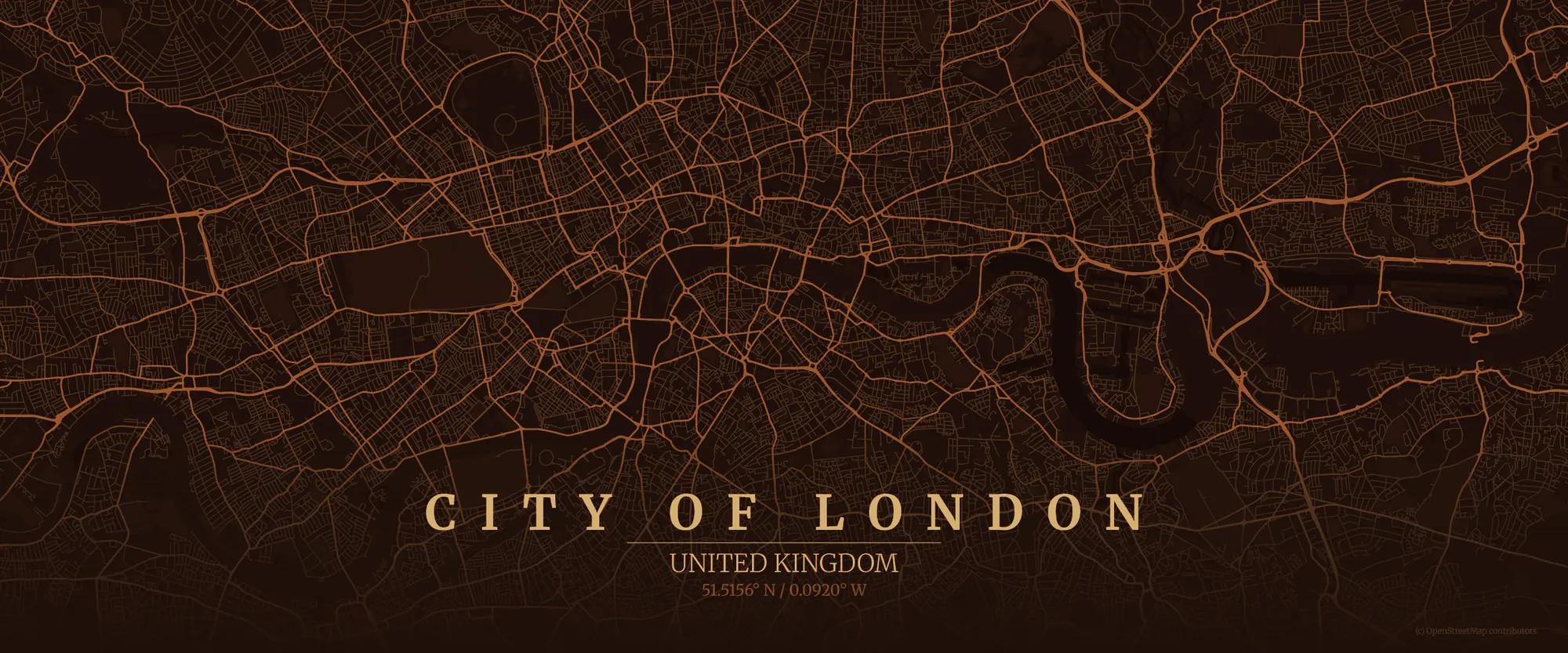 Street map of City of London, United Kingdom