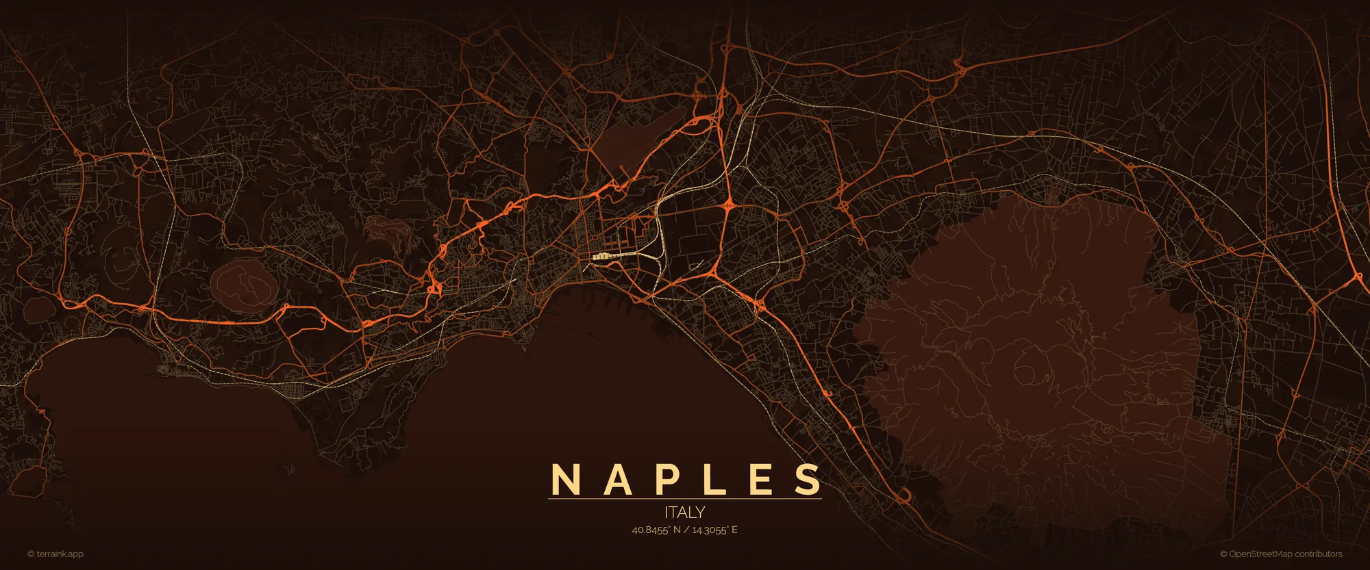 Street map of Naples, Italy