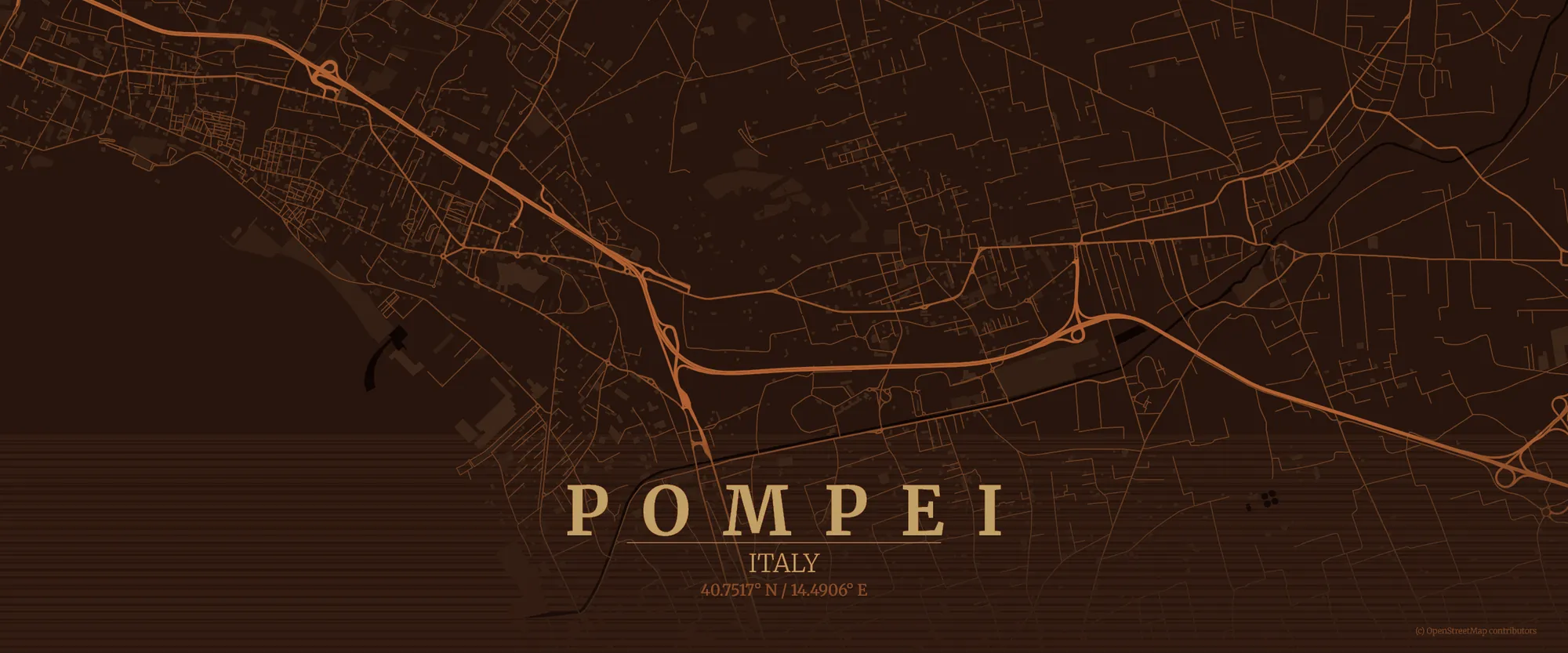 Street map of Pompei, Italy