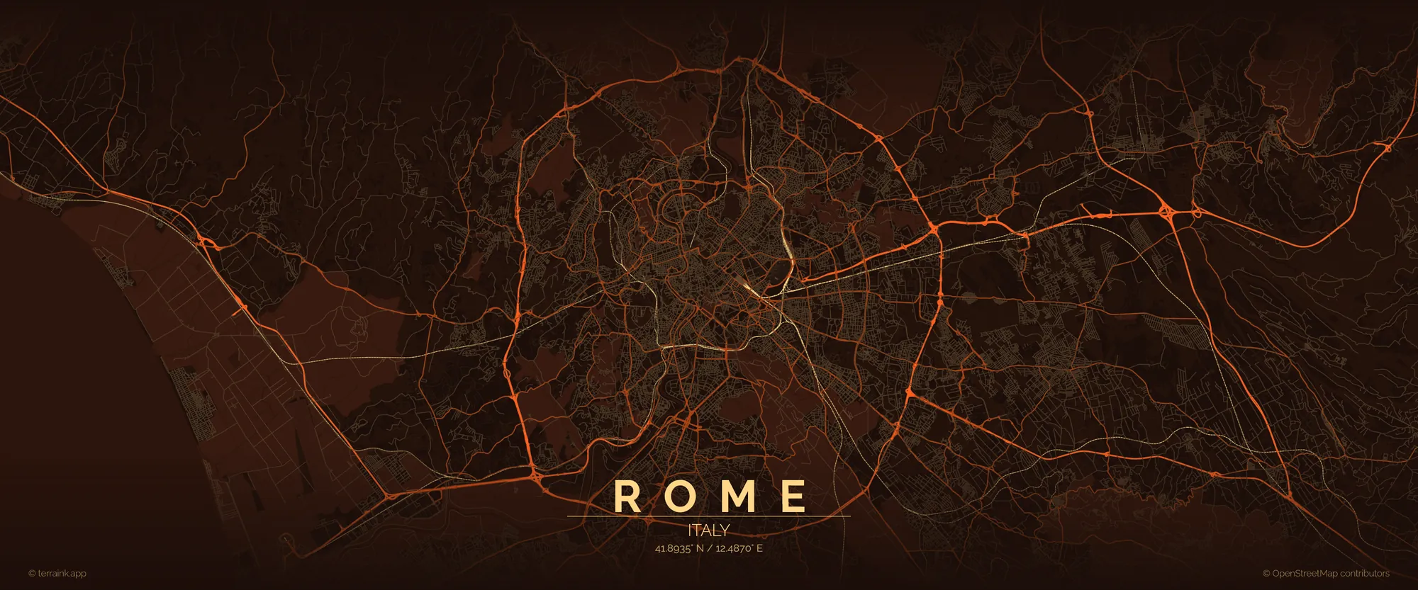 Street map of Rome, Italy