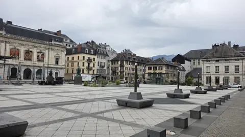 The big square at half past eight, and nobody in it.