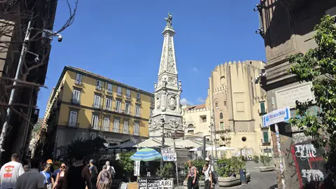 The spire in the square, carved to within an inch of its life.