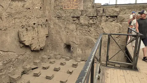 The floor of the hot room, raised up on its little brick piles.