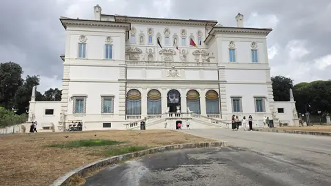 The Galleria Borghese, white against the trees.