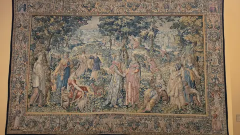 A tapestry the size of the end of the room.