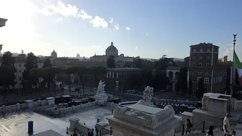 The Forum from above, in the last of the sun.