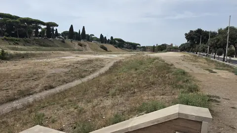 The Circus Maximus — a field now, and still obviously a racetrack.