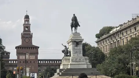 Castello Sforzesco, with its tower over the trees.