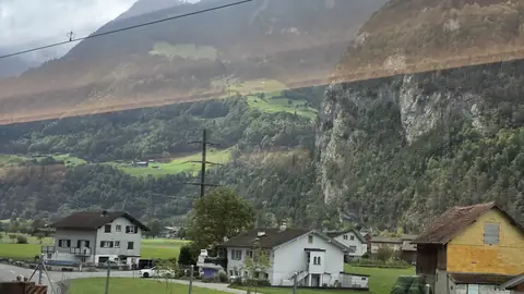 Cloud coming down on the mountains, and the green turning wet.