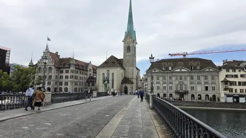The Limmat, green and fast, straight through the middle.