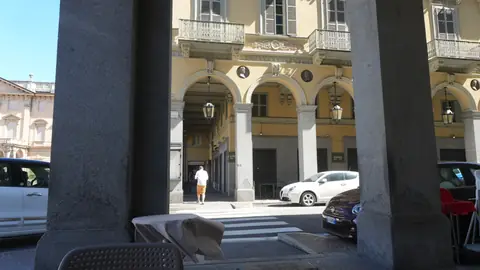 Back out under the arcades.